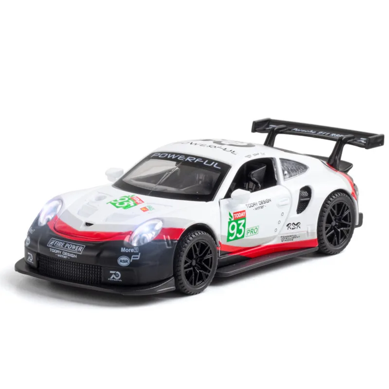 

1/32 911 RSR Alloy Sports Car Model Die-Cast Vehicles Model Simulation Pull Back 4 Doors Opened Decoration Kids Gifts Collection