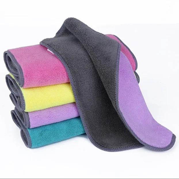 

Kitchen Dishwashing Cleaning Rag Scouring Pad Absorbent Non-Stick Coral Fleece Double-Sided Thickened Small Tower Rag