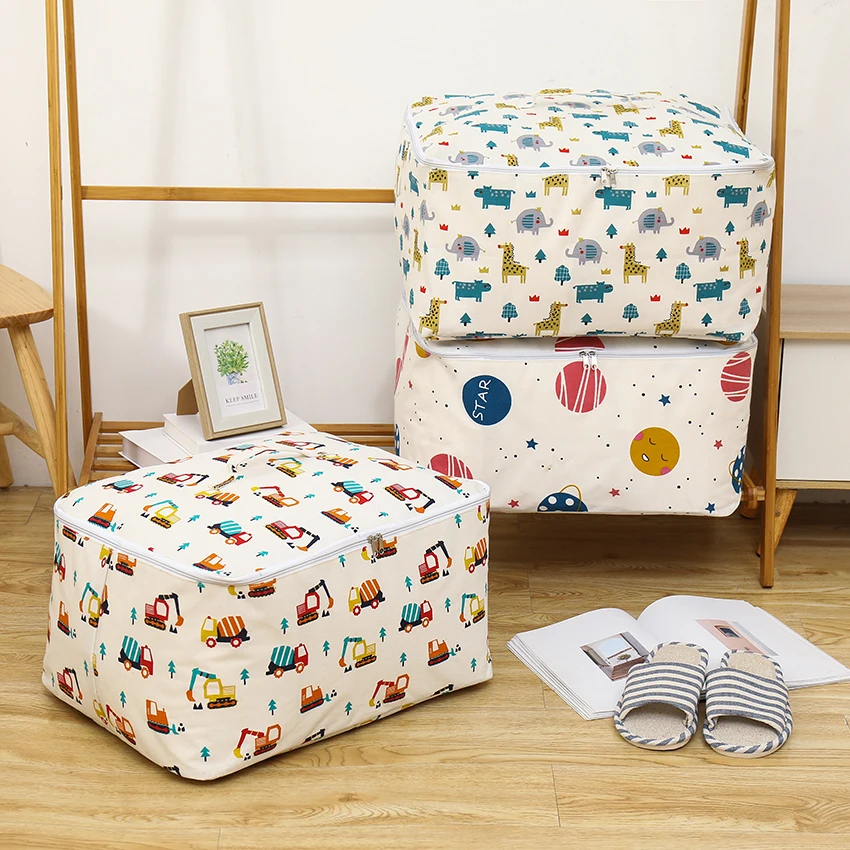 

Folding Quilt Storage Bags with Zipper and Handles Suitable for Blankets Clothes Comforters Pillows Moisture Proof Canvas Fabric
