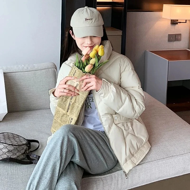 New Cotton-Padded Jacket Women's Stand-UP Collar Short Thick Down Jackets In Winter2025Korean Slim Coat Fashion Joker Female Top