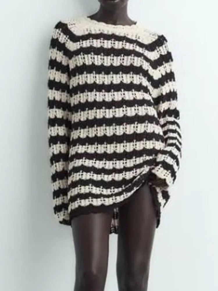 

Kumsvag 2022 Autumn Women Knitting Striped Sweaters Fashion O-Neck Full Sleeve Female Elegant Long Pullover Sweater Clothing