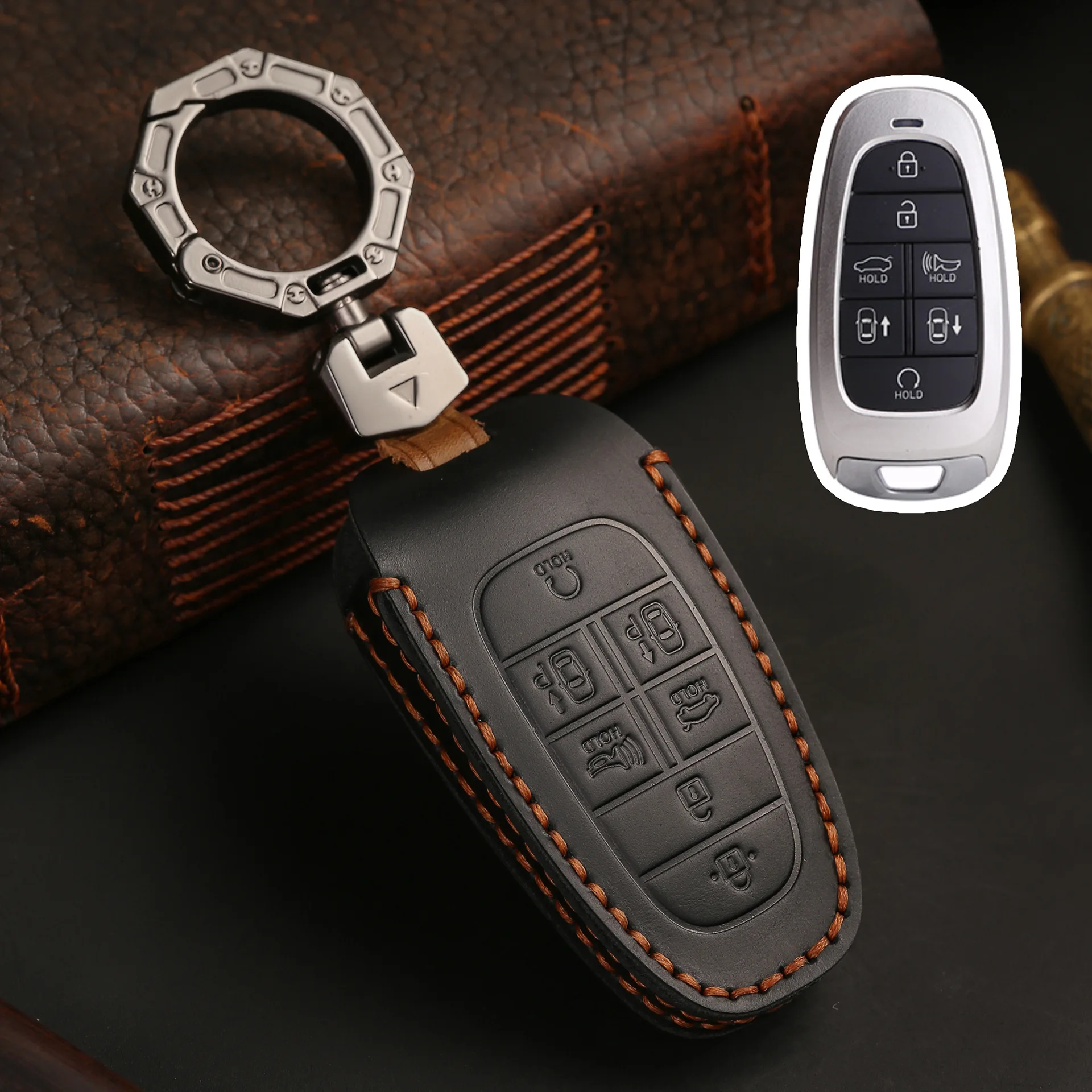 

Чехол для автомобильного ключа с 3/4/5/7 кнопками для Hyundai Santa Fe Tucson 2022 NEXO NX4 Atos Solaris Prime 2021, чехол для автомобиля, брелок для ключей