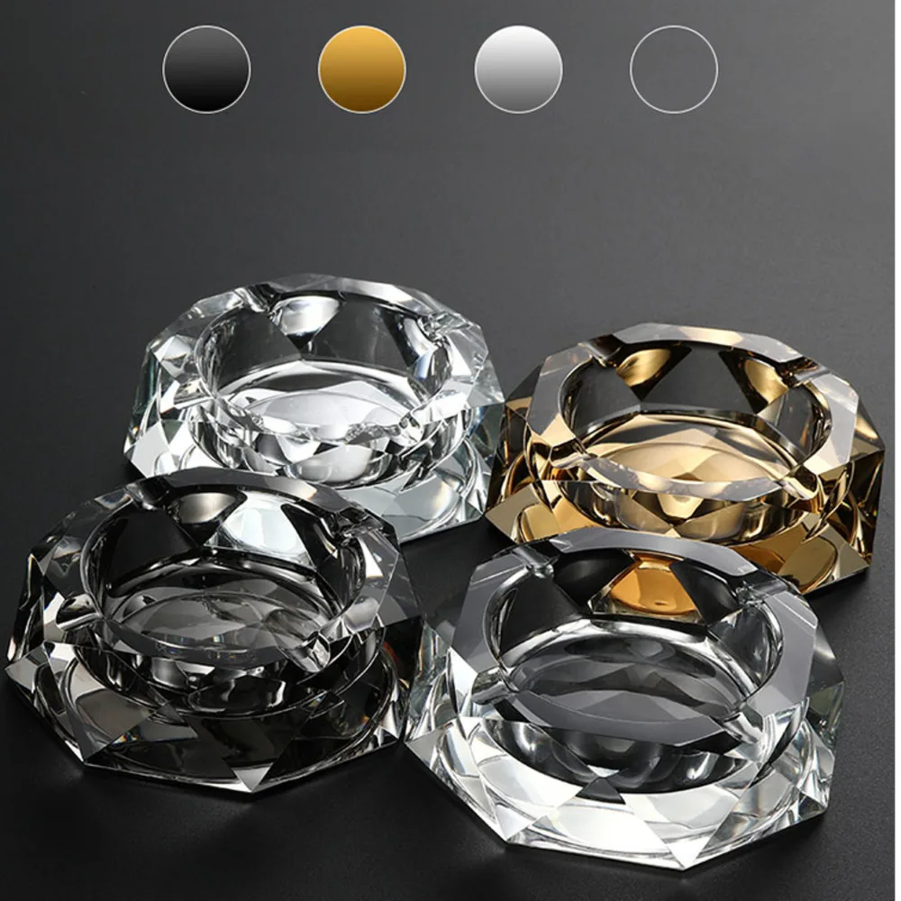 

Скандинавская пепельница из хрустального стекла с бриллиантами, портативный декоративный держатель для сигар для дома и офиса