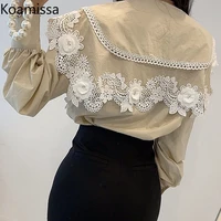 koamissa sweet women solid white shirt spring autumn 2022 fashion long sleeves blouse single breasted chic korean blusas new