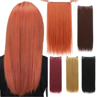 Long Synthesis Wavy Straight Hair Extensions 4pcs/set Clip In Hair Extensions Dark Brown Ombre Honey Blonde Thick Hairpieces