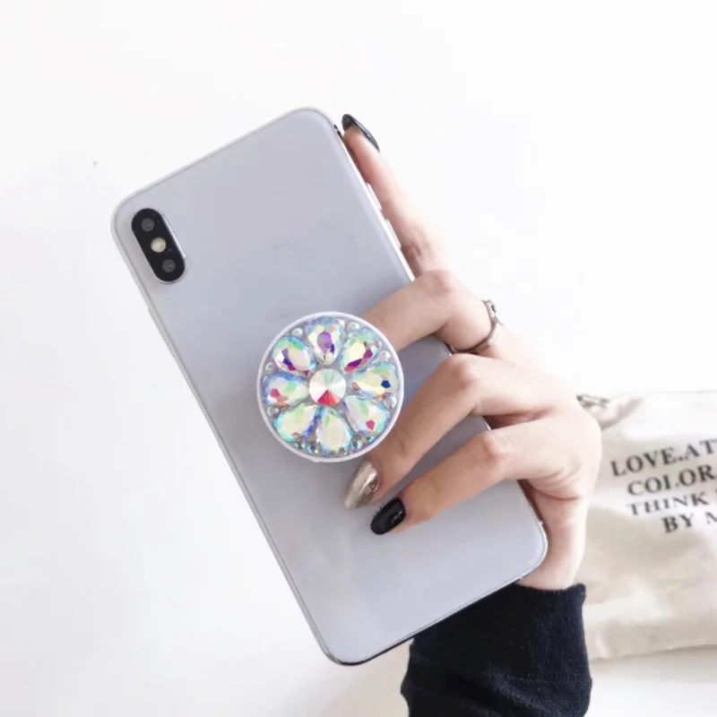 popular colorful diamond mobile phone finger ring bracket for iphone 8 xs samsung android desk stand grip folding plastic holder free global shipping