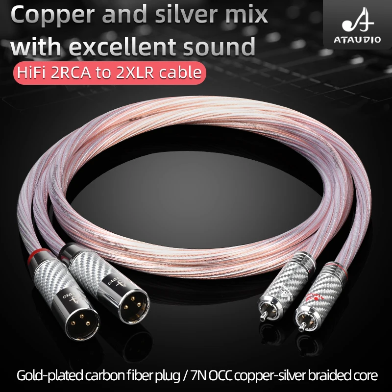 

Кабель ATAUDIO Hifi 2RCA-2XLR, высококачественный медный и серебряный кабель RCA штекер-штекер XLR для DAC DVD усилитель CD