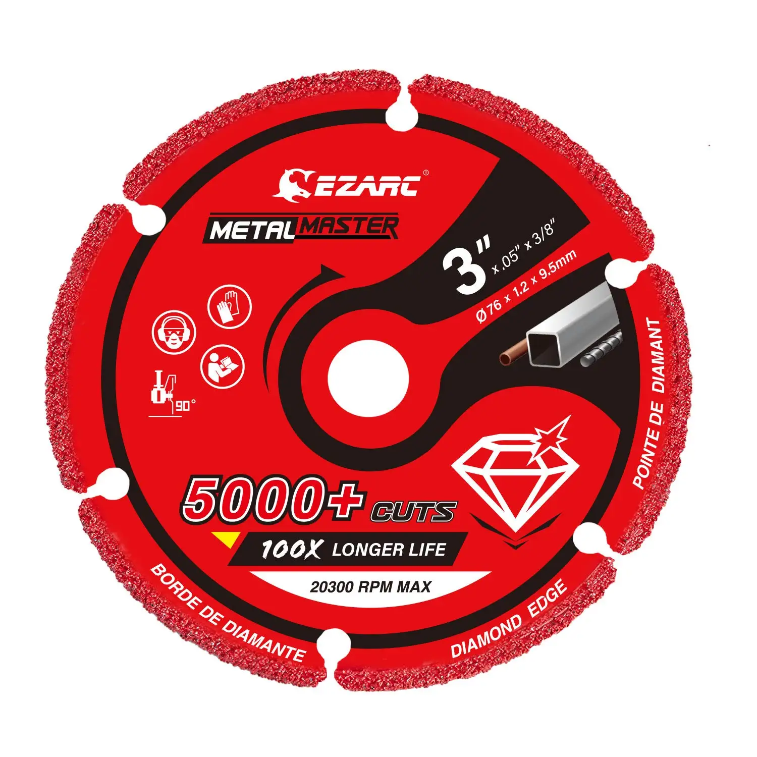 

Алмазные диски EZARC для резки металла 3X3/8" и 4-1/2X7/8"