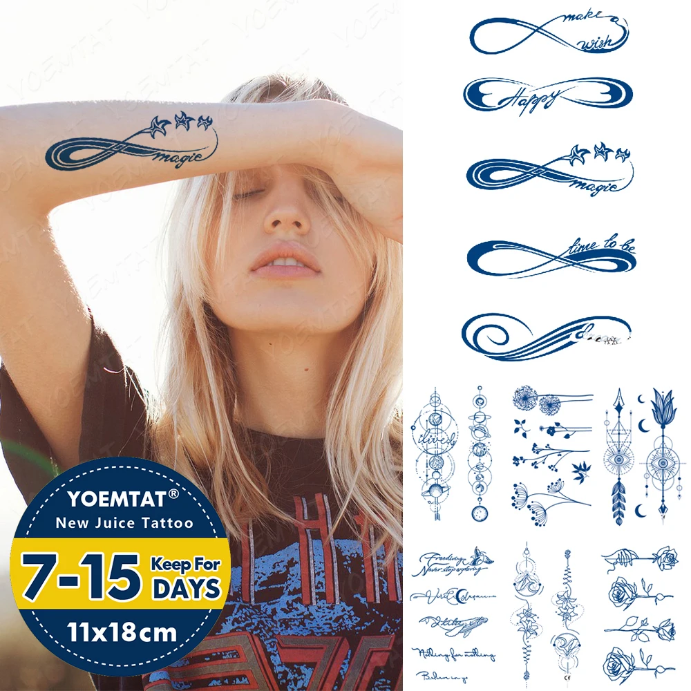 

Semi-Permanent Herbal Waterproof Temporary Tattoo Sticker Infinity Symbol Happy Line Juice Lasting Ink Tatoo Body Art Fake Tatto