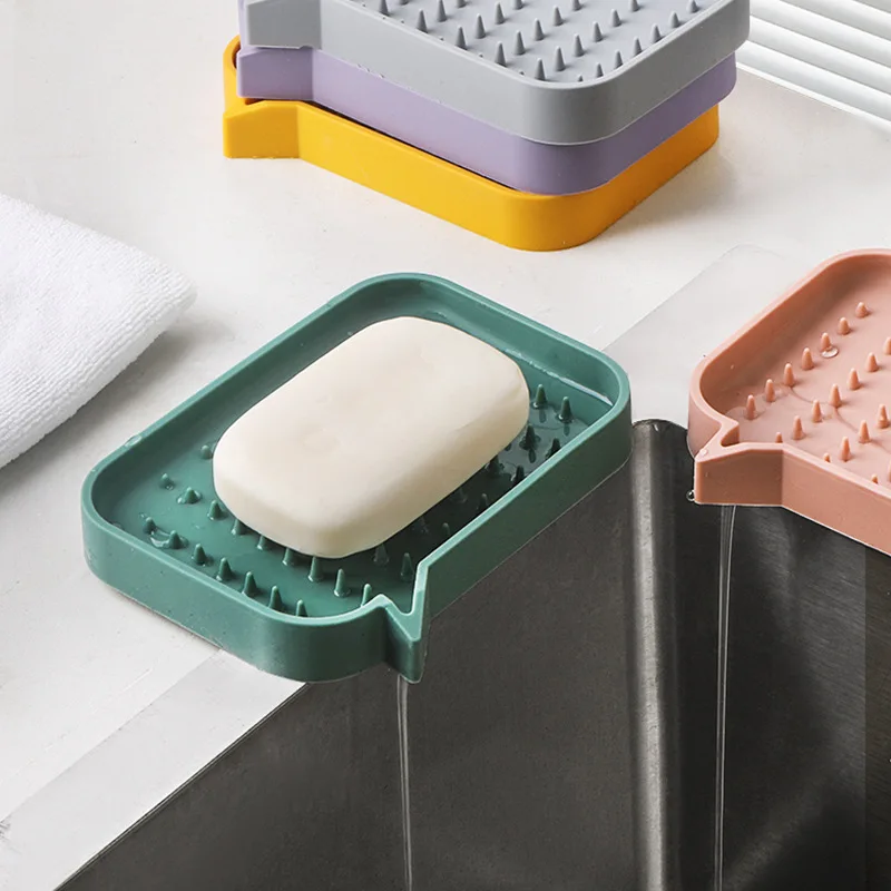 

New Silicone Soap Box Household Bathroom Toilet Face Soap Storage Box Drain Non-slip Soap Holder Soap Holder Soap Rack