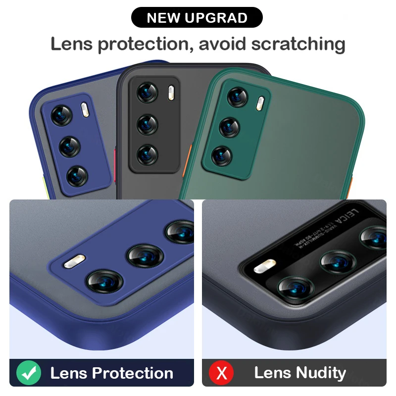 Противоударный армированный матовый чехол для Huawei P40 Pro P30 Lite P20 P50 Honor 50 60 8X 20 10i Mate 30