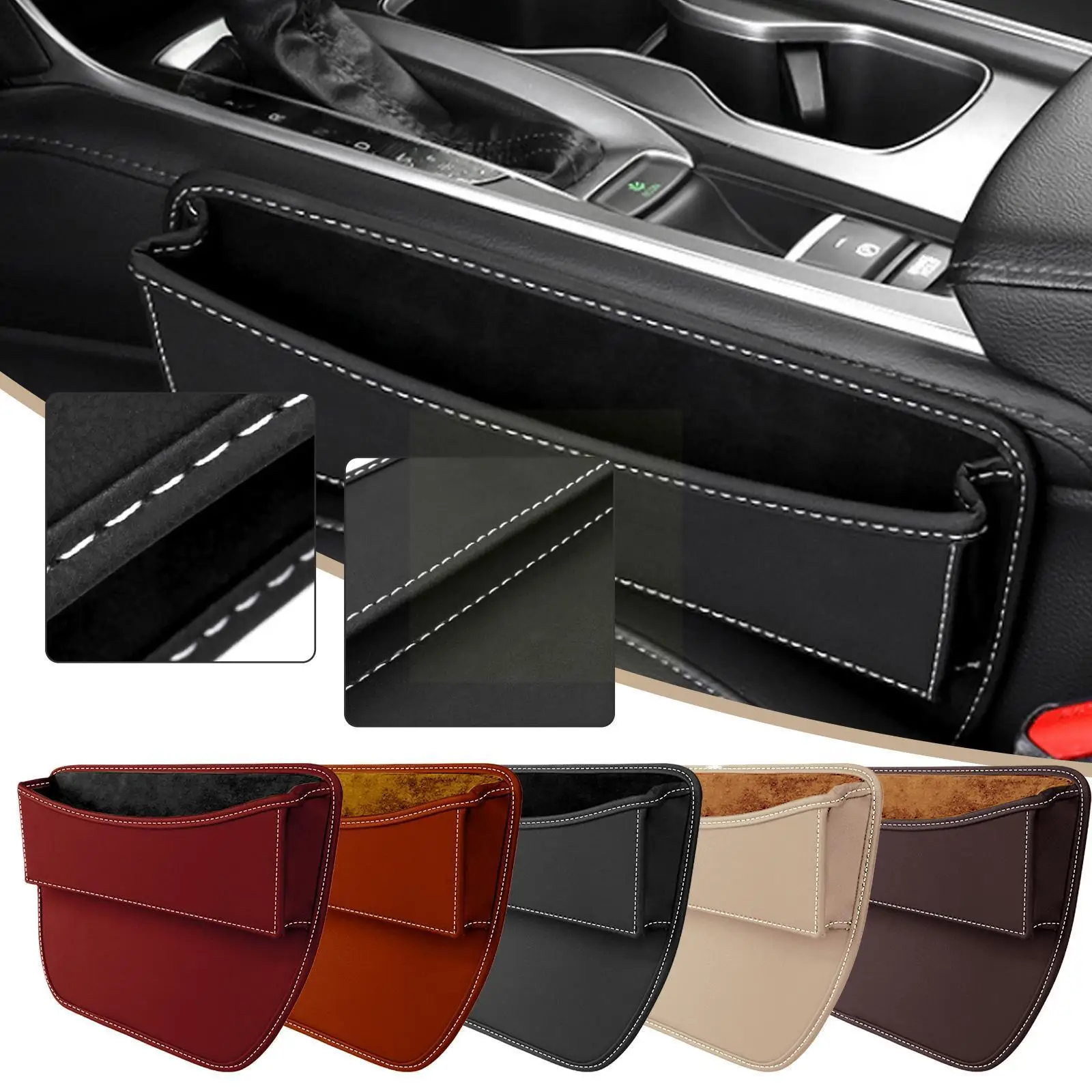 

Car Leather Storage Box Car Seat Slot Pocket Storage Car New Seat Storage Accessories Driver Box Box Interior Multifunction E8G2