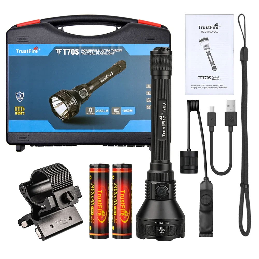 Новый перезаряжаемый тактический светодиодный фонарик Trustfire T70S XPH-35 HI 2350lm с