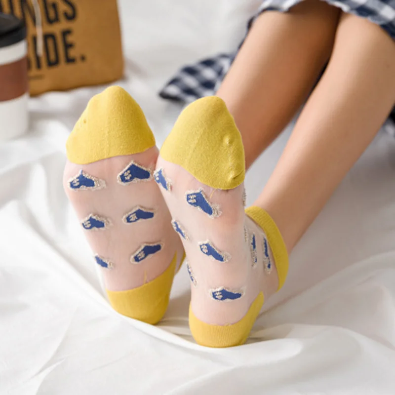 Women Socks Female Summer Thin Heart Patchwork Ankle Socks  Cute students Colorful Girls Students Lovely Socks