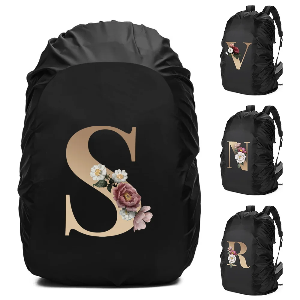 

Rainy Day Travel Backpack School Bags Waterproof Protective Cover Letter Print for 20-70L Sports Packs Camping Climbing Tourism