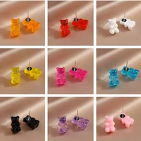 new candy colors cute gummy bears studs earrings for women fashion statement animal pendant earrings girls party jewelry gifts
