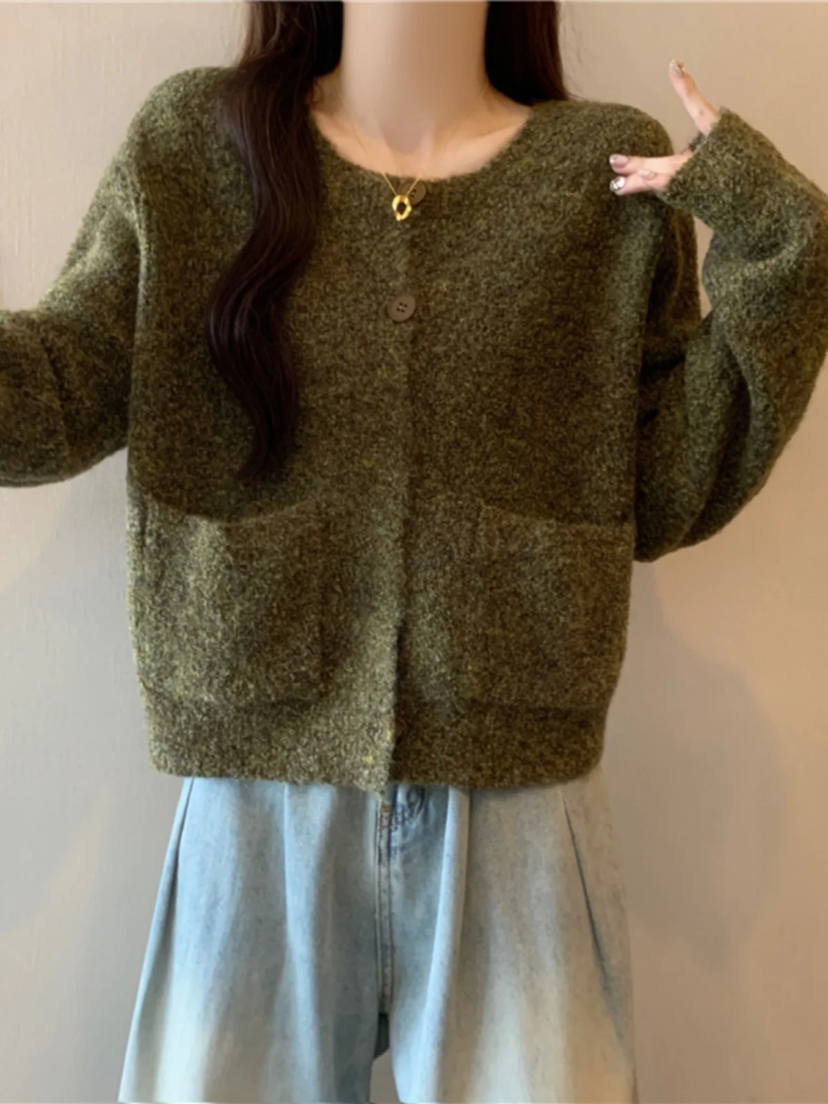 Мягкий клейкий вязаный кардиган больших размеров верхняя одежда для женщин