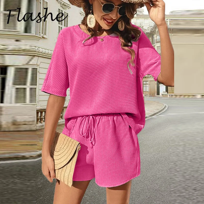 Женский Повседневный костюм из двух предметов свободная футболка с круглым