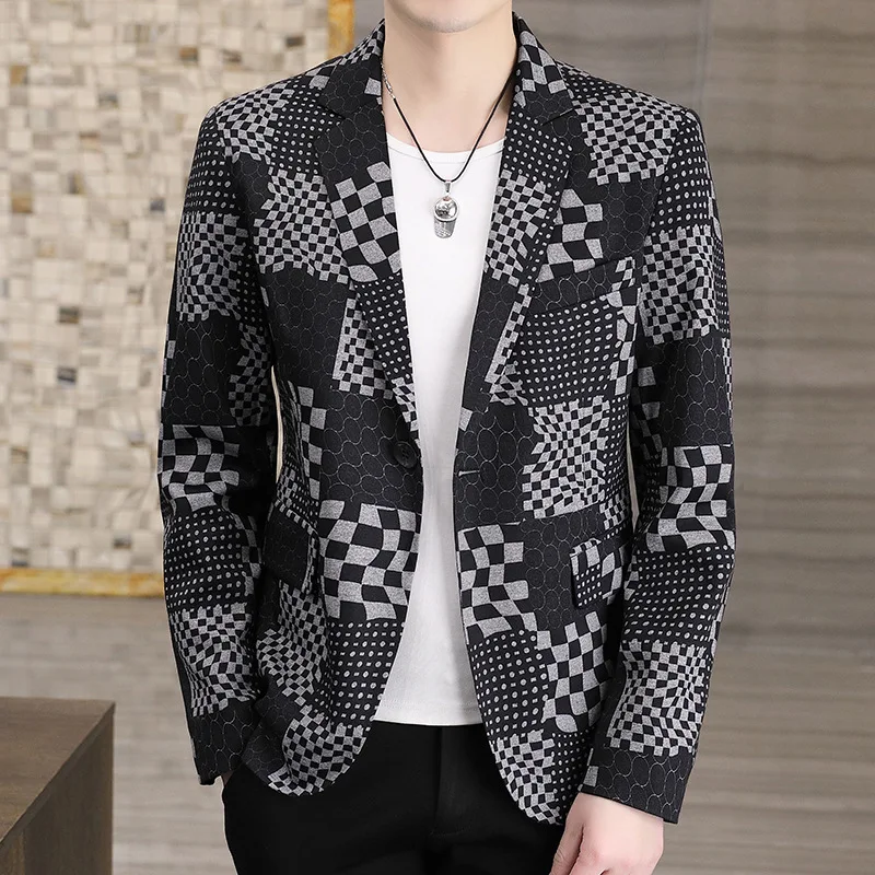 

HOO 2022 Men's New Printed blazer Youth Trendy Handsome Casual blazer