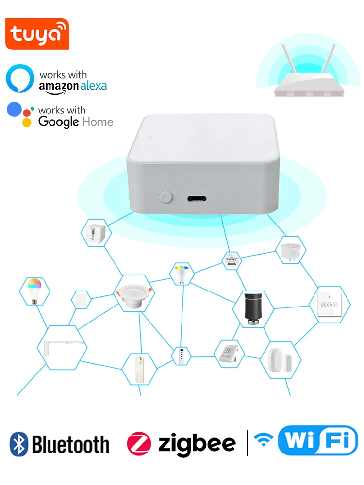 Tuya ZigBee 3.0 Smart Gateway Hub Multi-Mode Smart Home Bridge WIFI Bluetooth APP Wireless Remote Control For Alexa Google Home
