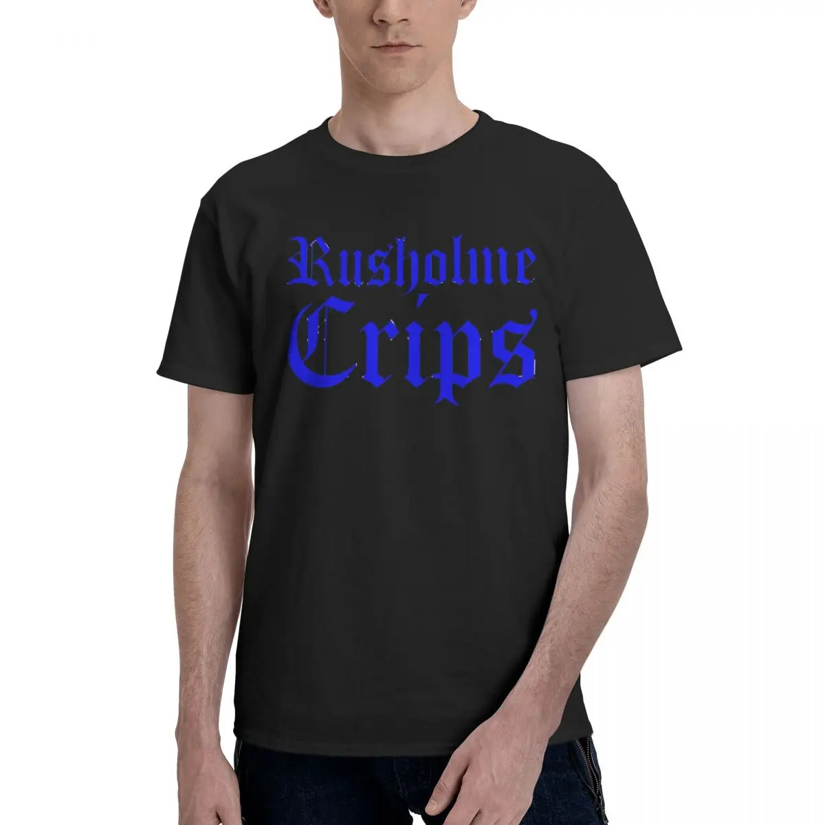 

Man Rusholme Crips Sticker T14 home Black Men's Basic Short Sleeve T-Shirt Novelty Tshirt European size