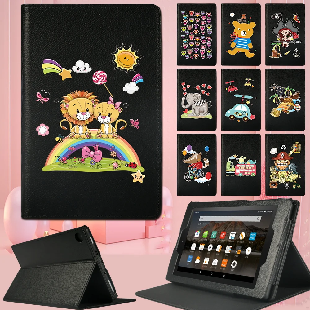 

Tablet Case for Fire 7(5th/7th/9th)/HD 8(6th/7th/8th)/HD 10(5th/7th/9th) Anti-fall Cartoon Series Front Bracket Flip Stand Cover