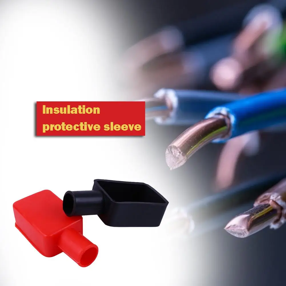 

2pcs/set Battery Negative Positive Terminal Covers Cap Insulation Protection Sleeve Replacement Battery Accessories