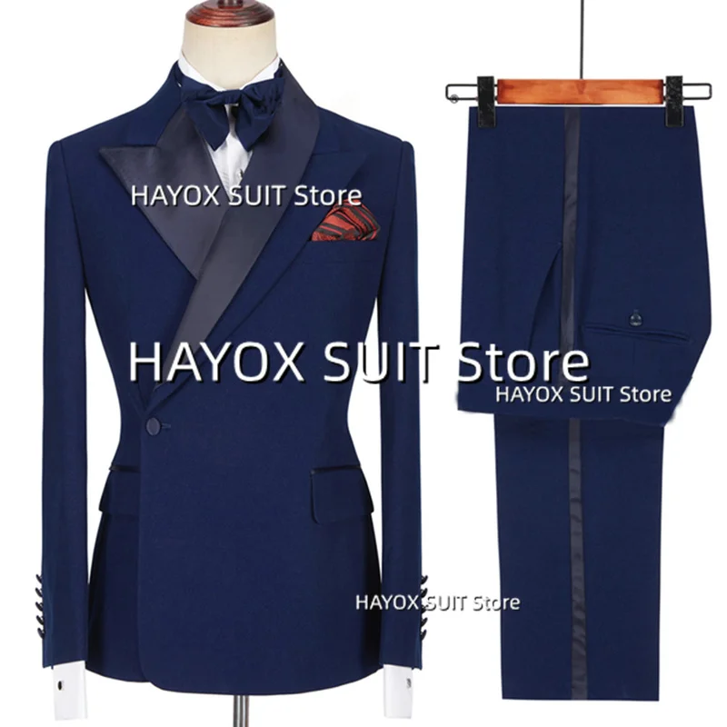 Men's Suit Set Wedding Slim Fit Black Pointed Lapels One Button Pants Blazer Party Groom Prom Dress Tuxedo 2022