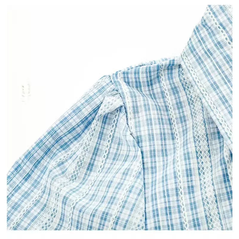 Шикарные женские рубашки с отложным воротником клетчатые блузки коротким