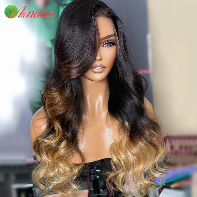 Парик Alinana 13x 6 на сетке спереди с эффектом омбре 27 цветов волнистый прозрачный