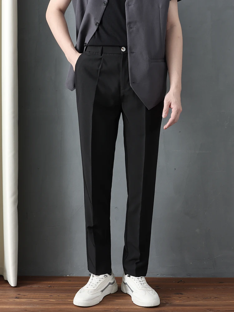 Высококачественные повседневные костюмные брюки мужские корейские модные