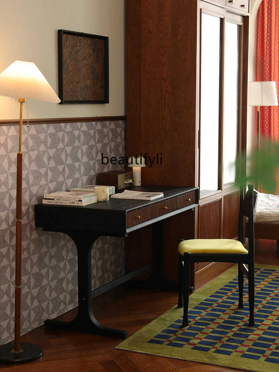 Стол компьютерный из массива дерева в стиле ретро простой письменный стол