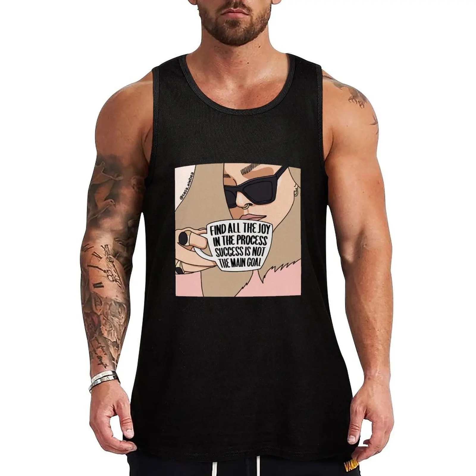 Фото Найдите все радость в процессе Sasa Elebea Tank Top Мужская футболка для фитнеса топ для спортзала аниме топ футболка без рукавов №1