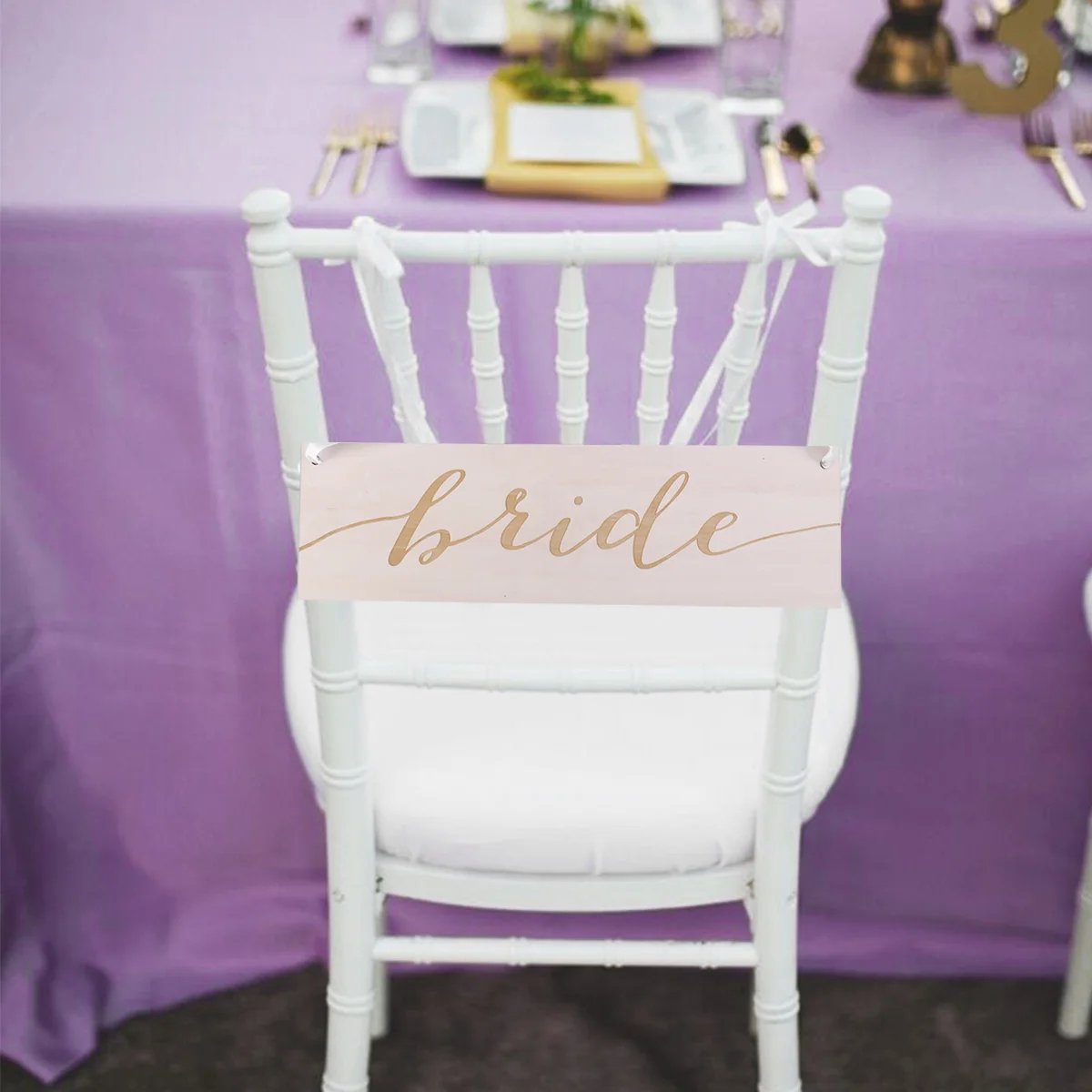

2 Pcs Garland Decor Wooden Groom Bride Sign Chair Vintage Bamboo Wedding Banner Bridegroom
