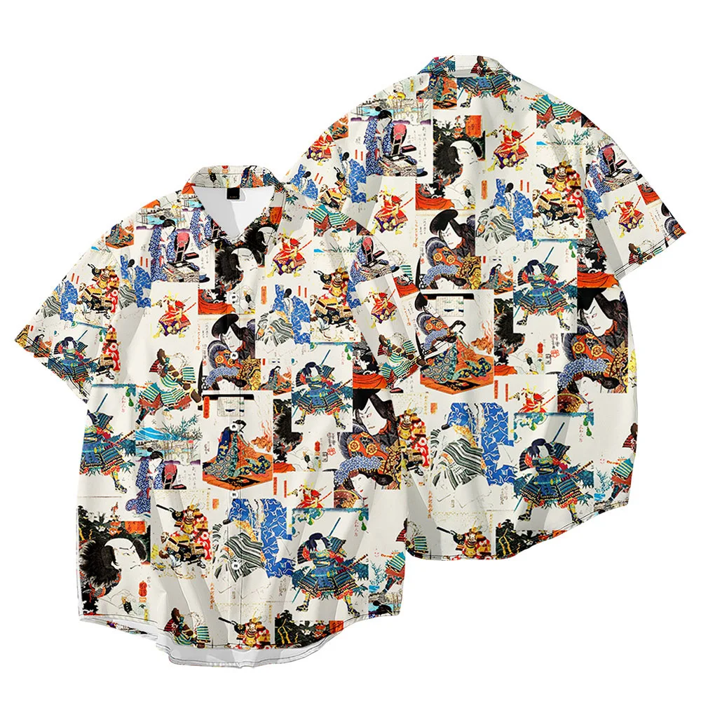 Рубашка Y2k мужская с 3D Цифровым принтом уличная футболка гавайским Ретро