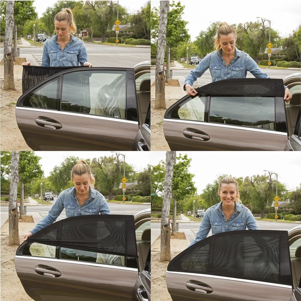 

1/2pcs Car Mesh Sunshade Sun Visor Auto UV Protect Curtain Sunshade Mesh SUV Front Side Window Car Mosquito Net for Camping
