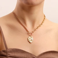 fashion ins simple collarbone chain cold wind neck ornament ot buckle pearl temperament necklace female all match accessories