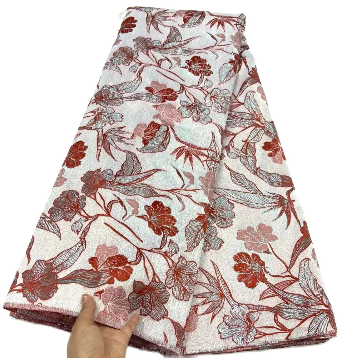 

african French Jacquard 3d floral voile lace fabric embroidered tulle switzerland organza dress beaded 5 yards for women