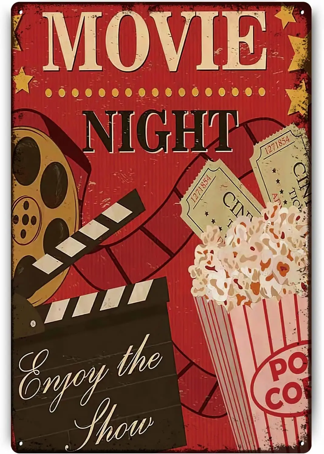 Znzd Movie Night Винтажные металлические жестяные вывески вывеска для снека-бара из