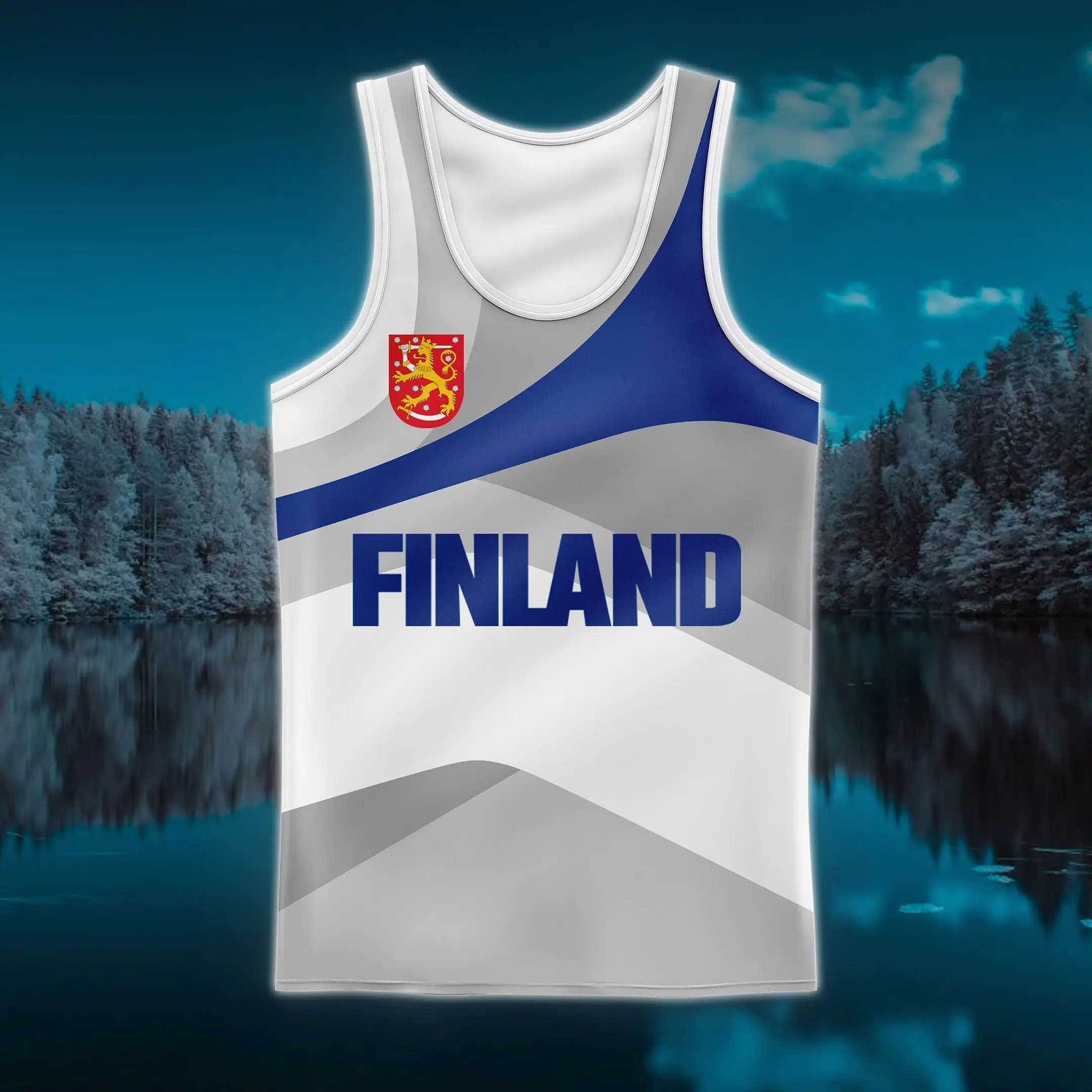 

Майка Мужская Спортивная без рукавов, Свободная безрукавка с финским флагом и гербом мальчиков, модная одежда для баскетбола, на лето