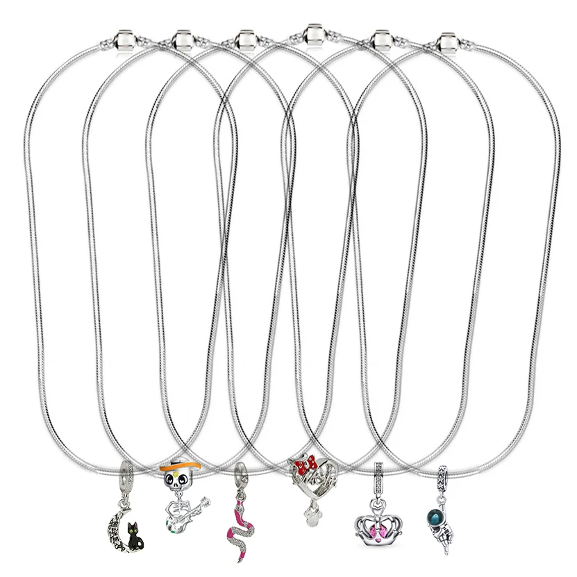 

Yexcodes Snake Bone Chain Thick Chain Necklace Clavicle Chain DIY Moon Cat Crown Astronaut Pendant Men's Women's Necklace Gift