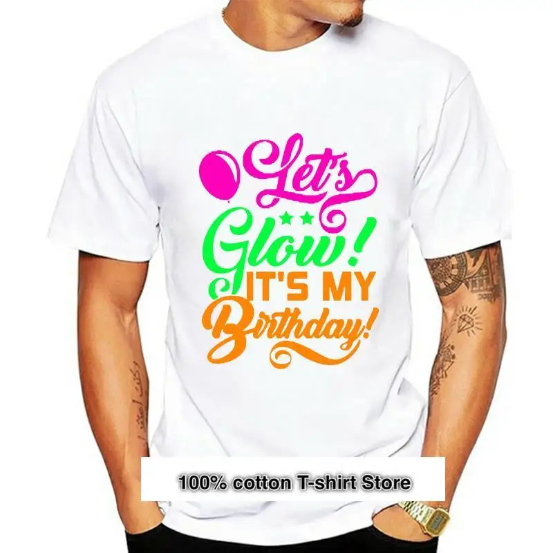 

Camiseta унисекс с принтом позволяет светить свой день рождения, camisa colorida de Neon, camisetas