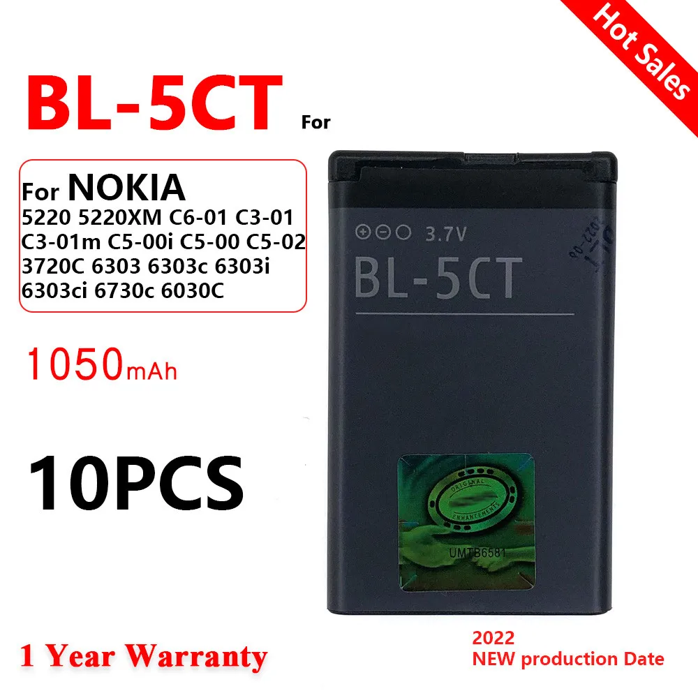 

BL-5CT BL 5CT Rechargeable Mobile Phone Replacement Battery For Nokia C5-00 6303 C3-01 3720 classic BATTERY 1050mAh