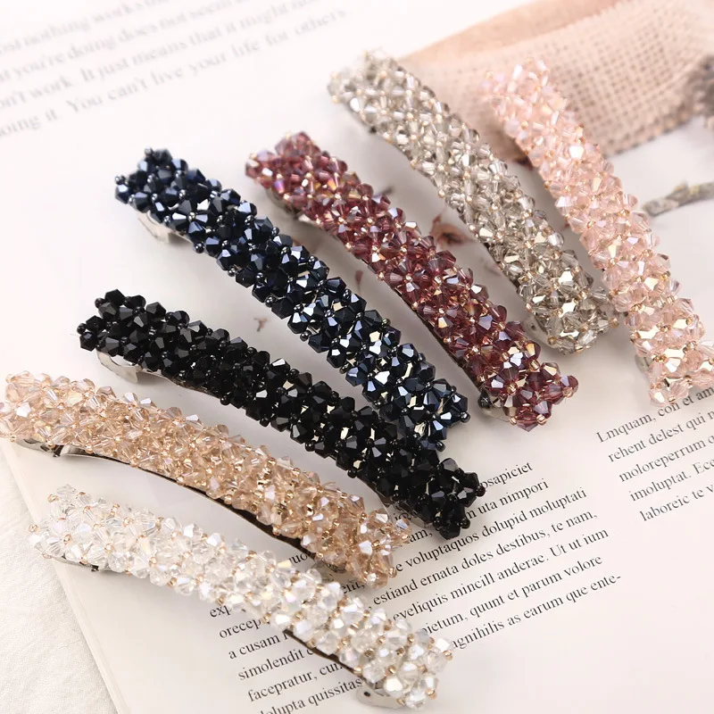 

Fashion Crystal Rhinestones Women Hair Pins Four Rows of Crystal Hairpin Hairgrip Girls Barrette Spring Hair Clip Accessories