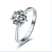 0.5CT Snow Flake Style Lovely Moissanite Female Marriage Ring Solid 18K White Gold Finger Ring Young Girl Love Best Fine Jewelry