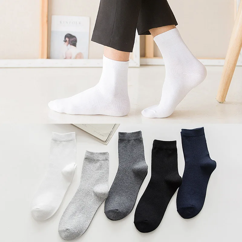 

Men Socks Cotton Solid Color Casual Tube thick Socks Winter Male Socks calcetines sokken Off White Black socks meias skarpetki