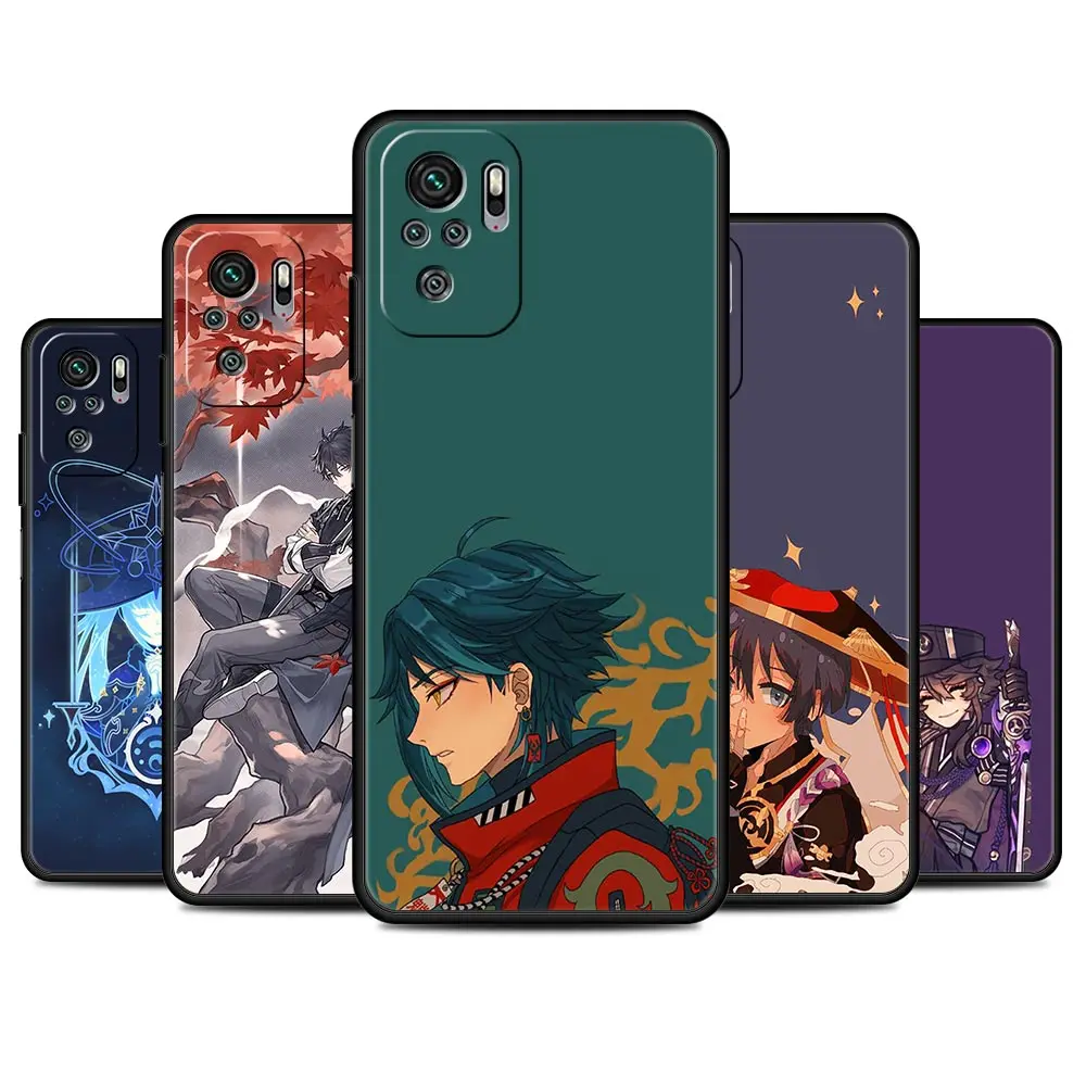

Genshin Impact Anime Case For Xiaomi Redmi Note 9S 9 8 10 Pro 11 7 8T 9C K40 7A Black TPU Soft Phone Cover Shell