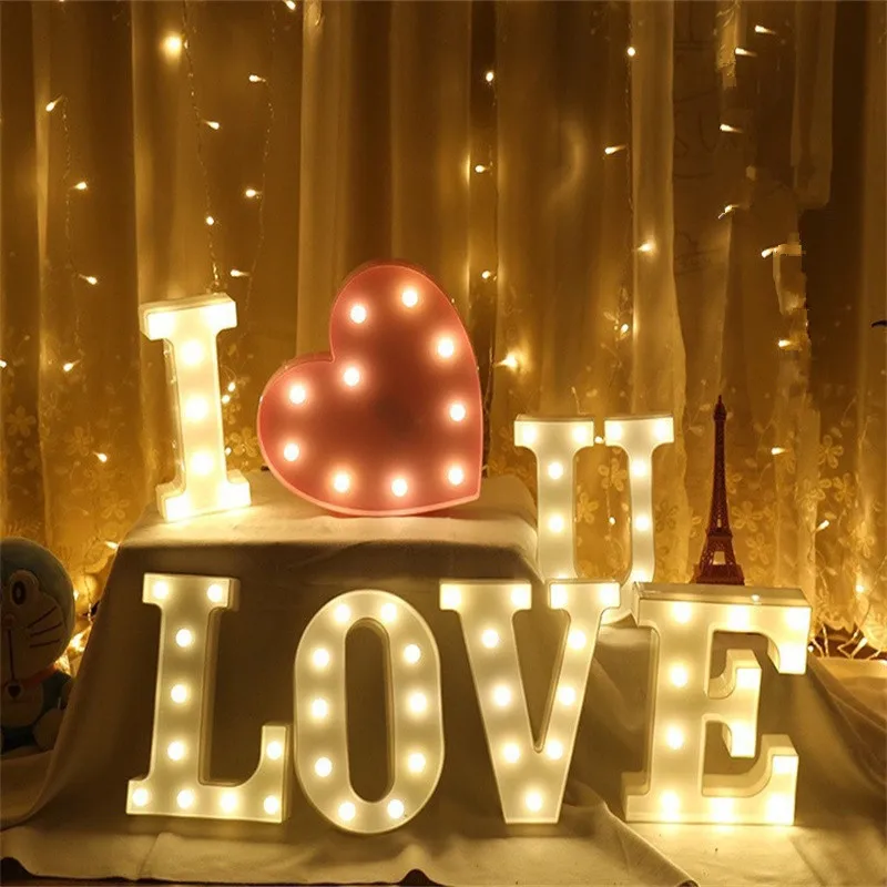 

Alphabet Letter LED Lights Luminous Number Lamp Decor Bedroom Night Light for Wedding House Birthday Party Festival Decoration