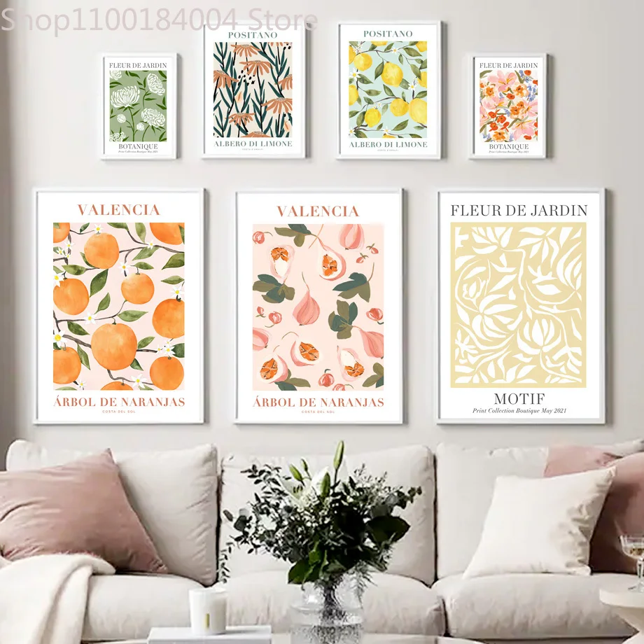 

Настенный постер с изображением лимона, цветов и листьев в скандинавском стиле