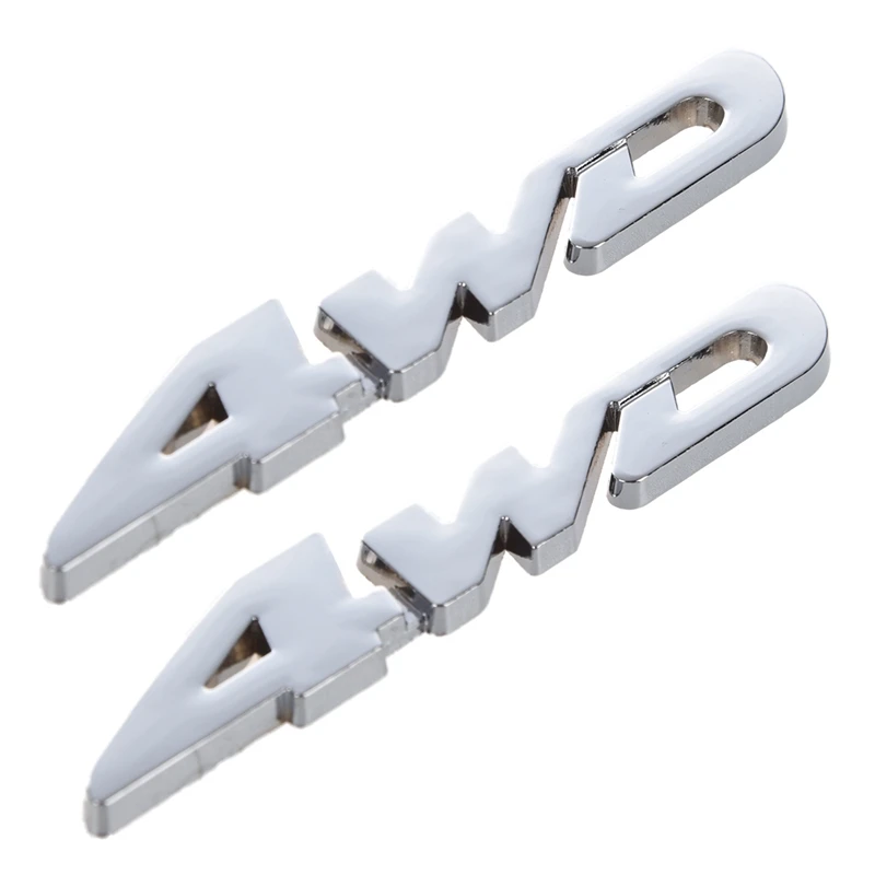 

2X 4WD Displacement Car Chromed Emblem Badge Car Sticker Logo